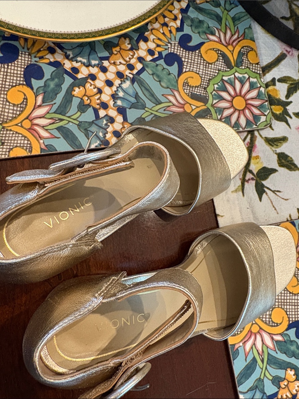 Vionic Metallic Silver Block Heel Sandals - Picture 8 of 12